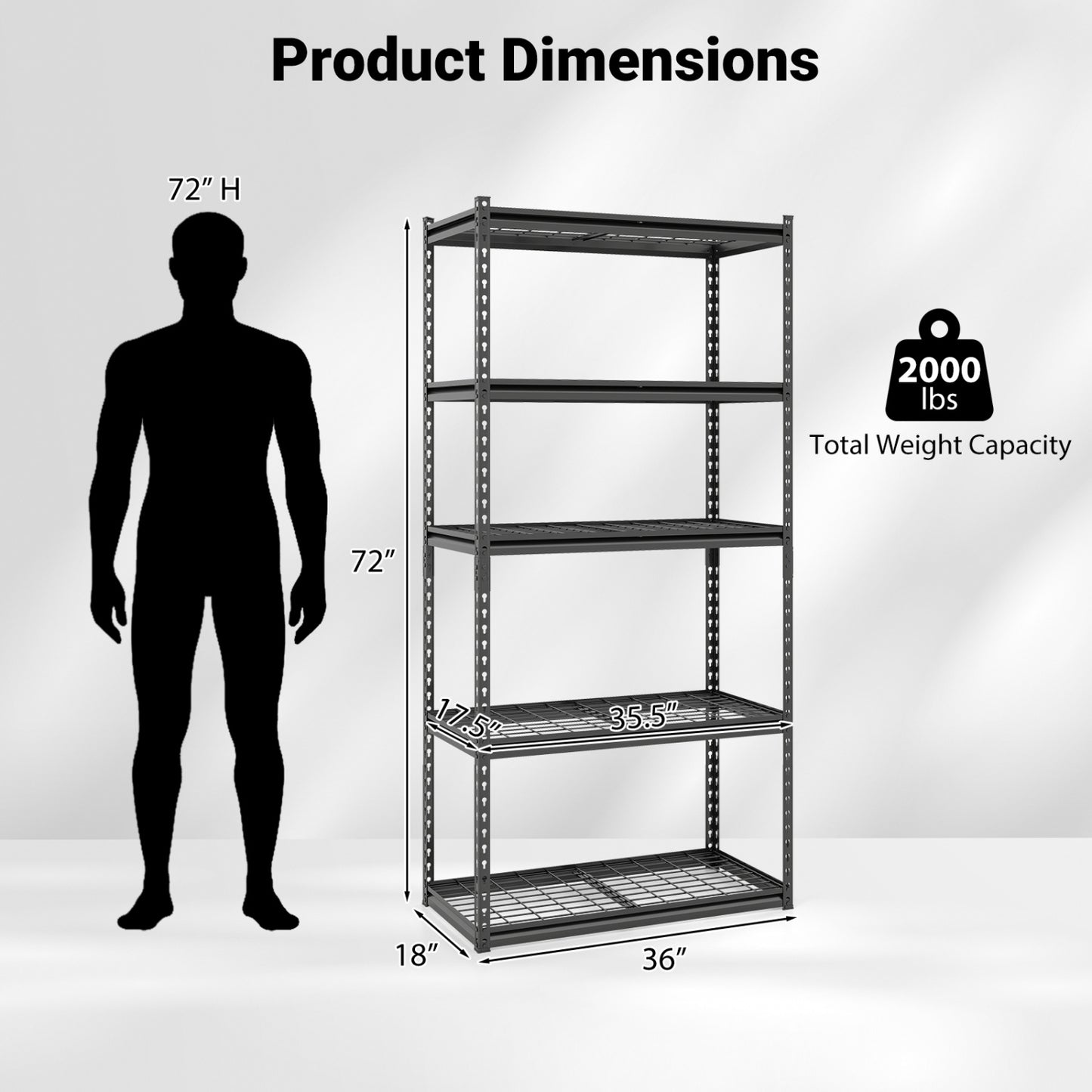 5-Tier Metal Shelving Unit, Adjustable Wire Rack, Set of 2, Black Sheds & Outdoor Storage at Gallery Canada