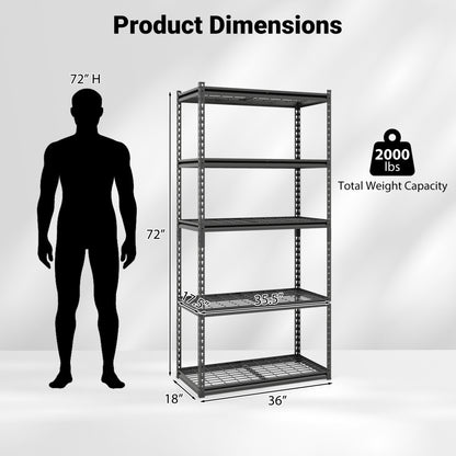5-Tier Metal Shelving Unit, Adjustable Wire Rack, Set of 2, Black Sheds & Outdoor Storage at Gallery Canada