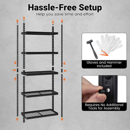 5-Tier Metal Shelving Unit, Adjustable Wire Rack Set of 4, Black Sheds & Outdoor Storage at Gallery Canada