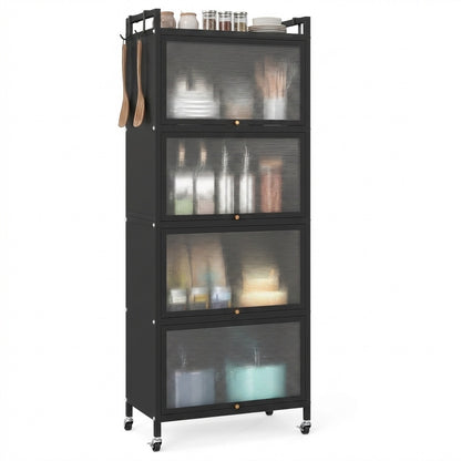 5-Tier Kitchen Baker's Rack With Flip-Up PC Doors, Black Baker's Racks at Gallery Canada