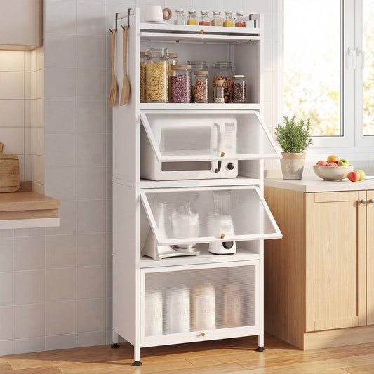 5-Tier Kitchen Baker's Rack, Flip-up PC Doors, White Baker's Racks White at Gallery Canada