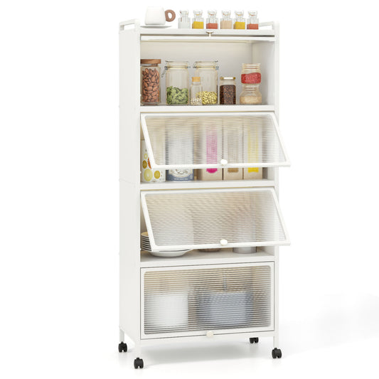 5-Tier Kitchen Baker's Rack, Flip-up PC Doors, White Baker's Racks White at Gallery Canada