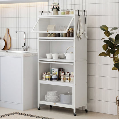 5-Tier Kitchen Storage Cabinet, Adjustable Feet, White Sideboards Cabinets & Buffets at Gallery Canada