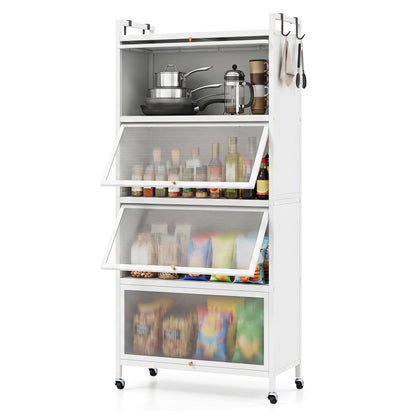 5-Tier Kitchen Storage Cabinet, Adjustable Feet, White Sideboards Cabinets & Buffets at Gallery Canada