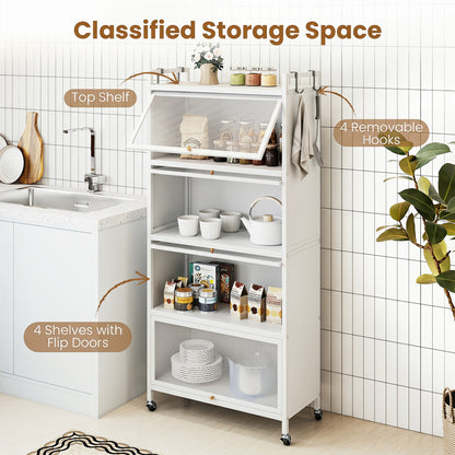 5-Tier Kitchen Storage Cabinet, Adjustable Feet, White Sideboards Cabinets & Buffets at Gallery Canada