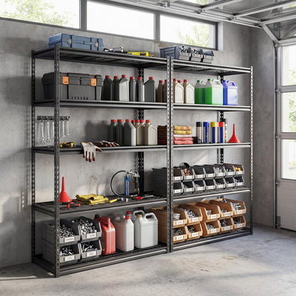 5-Tier Metal Shelving Unit, 2000 Lbs Capacity, Adjustable Wire Racks, Set Of 2, Black Garages at Gallery Canada