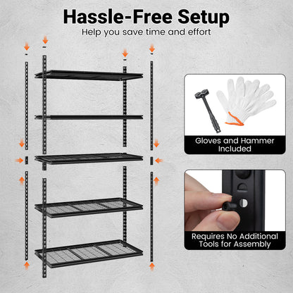 5-Tier Metal Shelving Unit, 2000 Lbs Capacity, Adjustable Wire Racks, Set Of 2, Black Garages at Gallery Canada