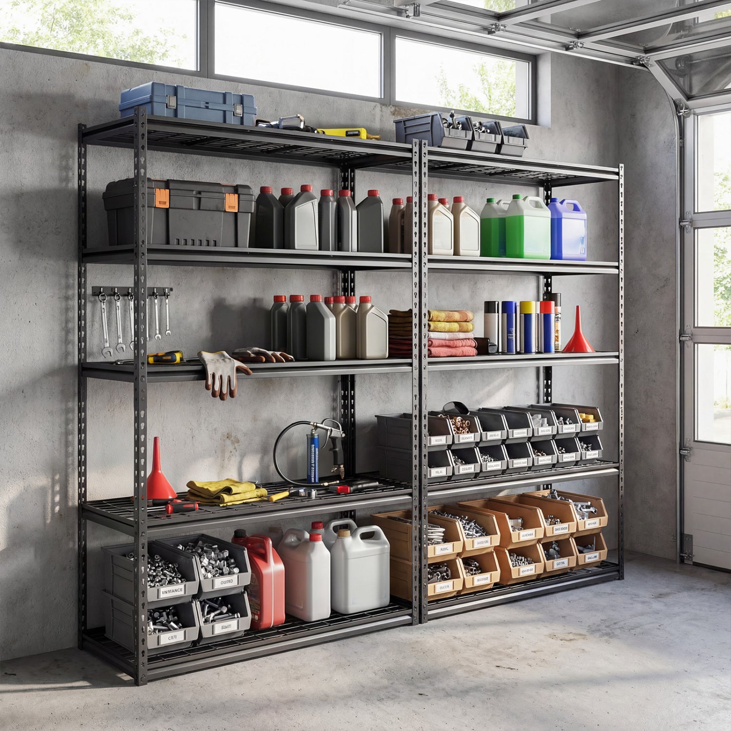 5-Tier Metal Shelving Unit, 2000 Lbs Capacity, Adjustable Wire Racks, Set Of 3, Black Garages at Gallery Canada