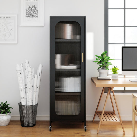 5-Tier Metal Storage Cabinet Narrow with Adjustable Shelves, Black Sideboards Cabinets & Buffets Black at Gallery Canada