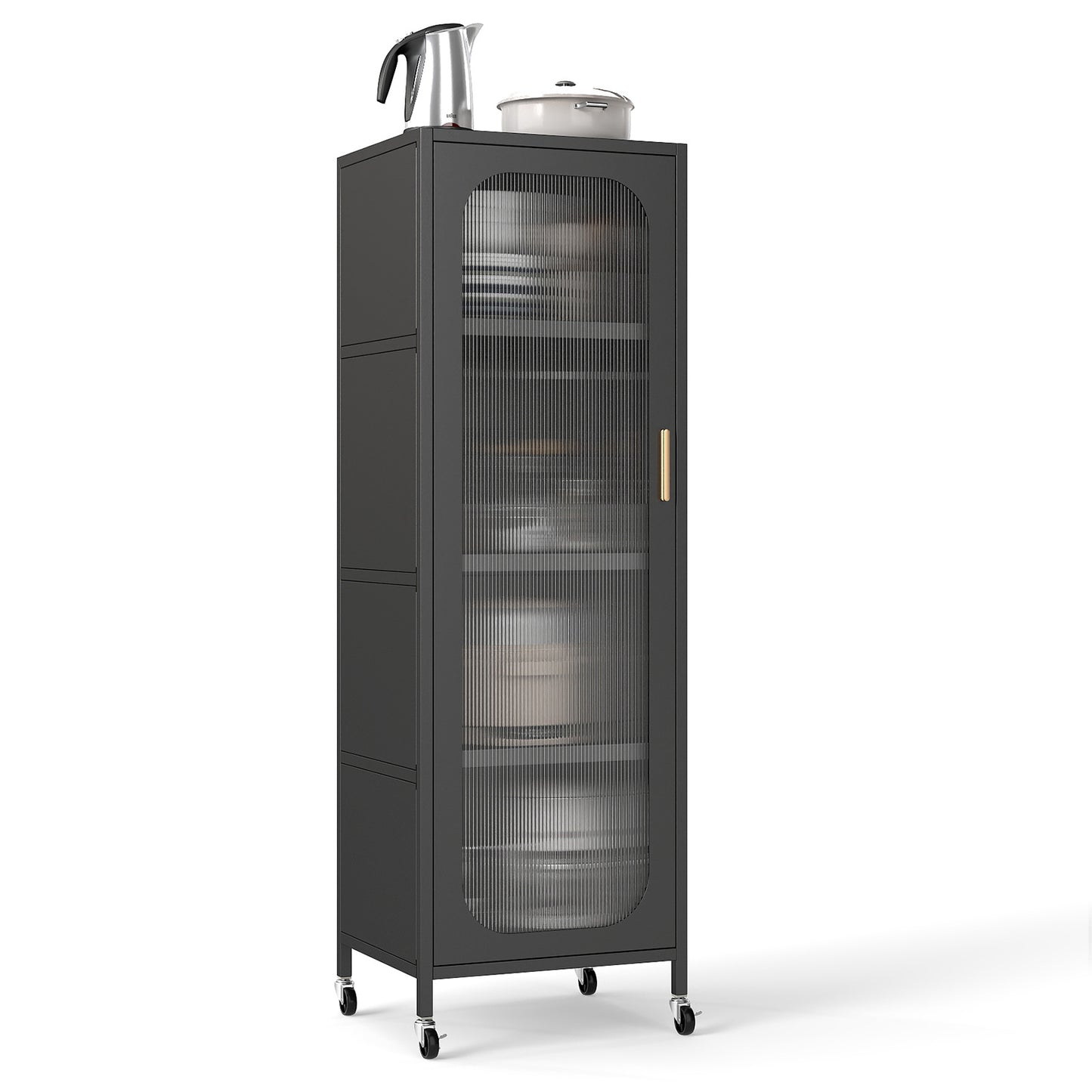 5-Tier Metal Storage Cabinet Narrow with Adjustable Shelves, Black Sideboards Cabinets & Buffets Black at Gallery Canada