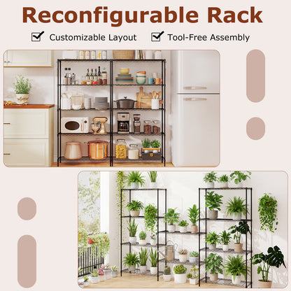5-Tier Metal Storage Shelving Unit with V-Shaped Wire Rack and 1250 LBS Capacity-DK, Black Garages at Gallery Canada