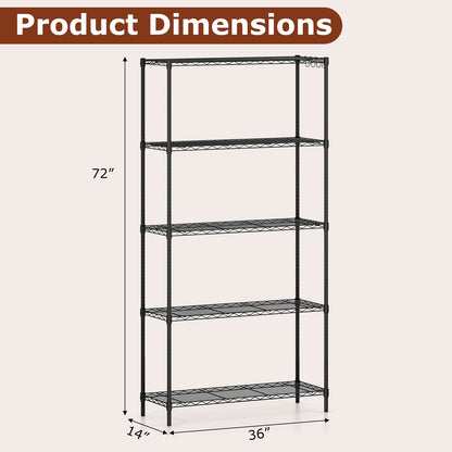 5-Tier Metal Storage Shelving Unit with V-Shaped Wire Rack and 1250 LBS Capacity-DK, Black Garages at Gallery Canada