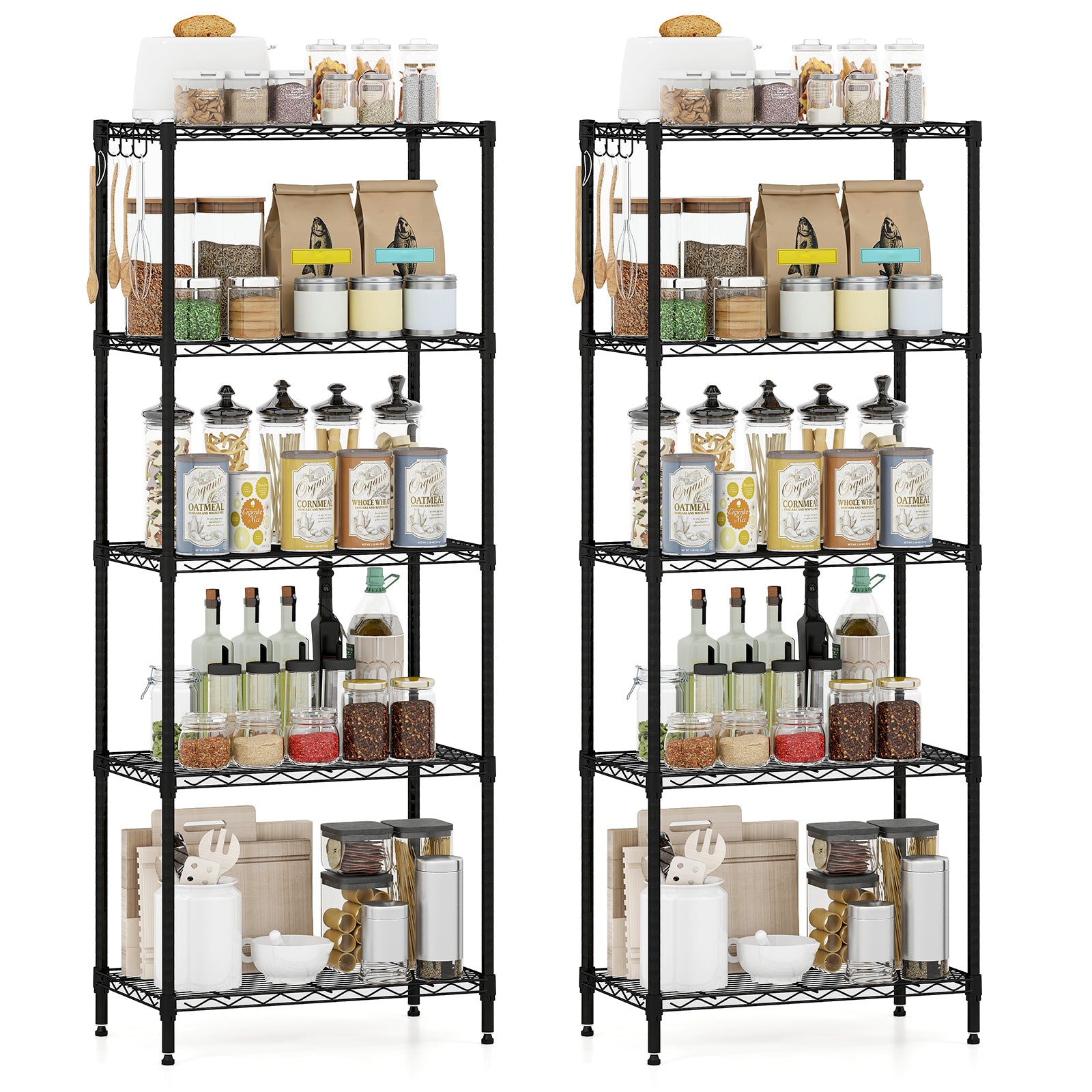 5-Tier Metal Storage Shelving Unit Set of 2 with V-Shaped Wire Rack, Black Garages Black at Gallery Canada