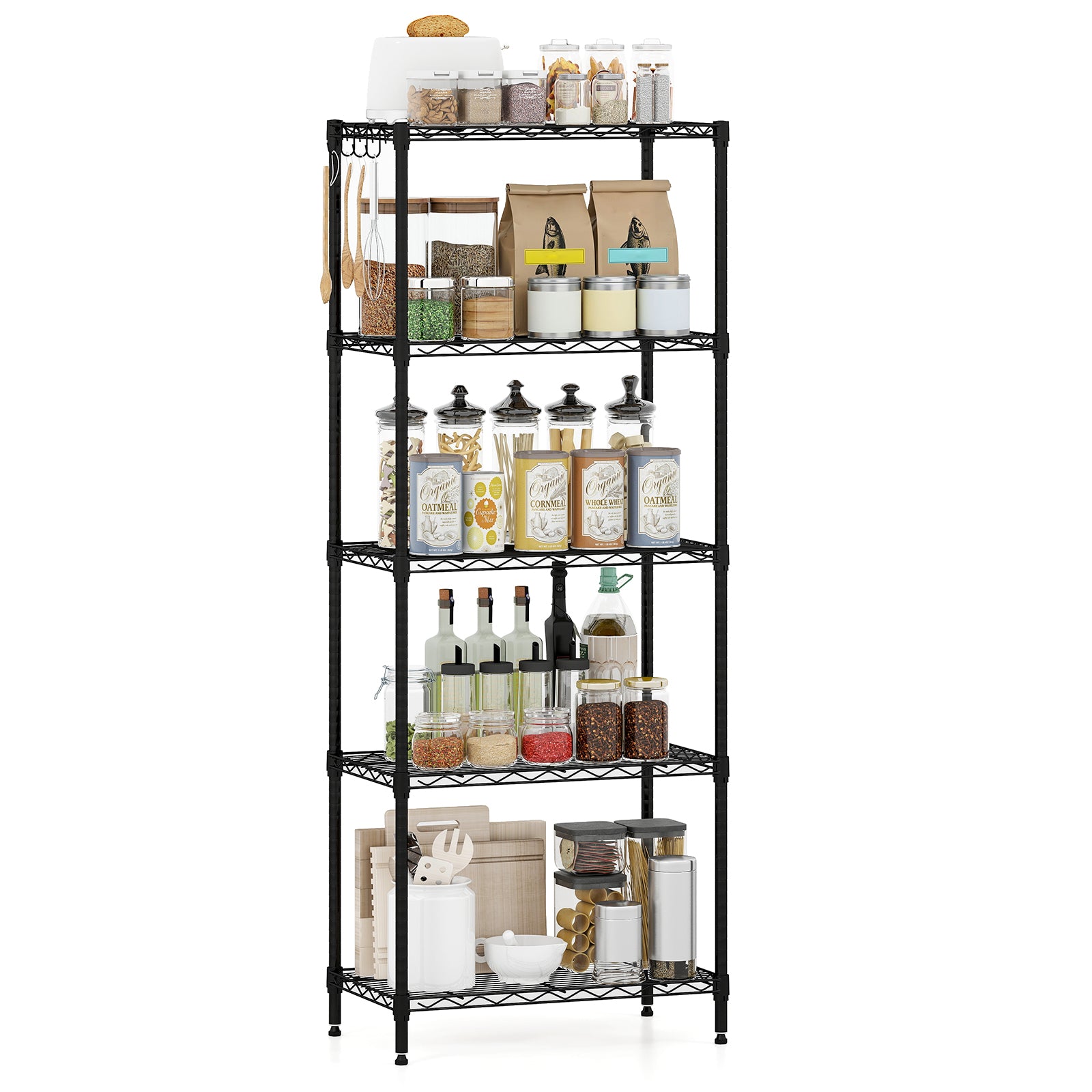 5-Tier Metal Storage Shelving Unit with V-Shaped Wire Rack and 750 LBS Capacity-DK, Black Garages at Gallery Canada