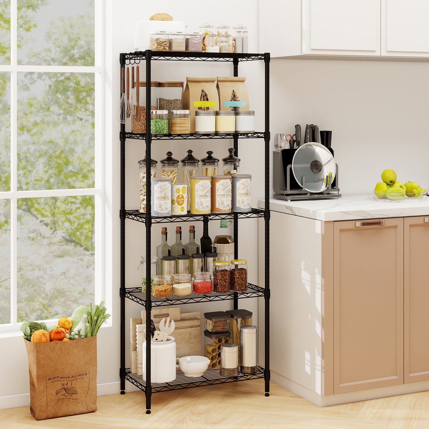 5-Tier Metal Storage Shelving Unit with V-Shaped Wire Rack and 750 LBS Capacity-DK, Black Garages at Gallery Canada