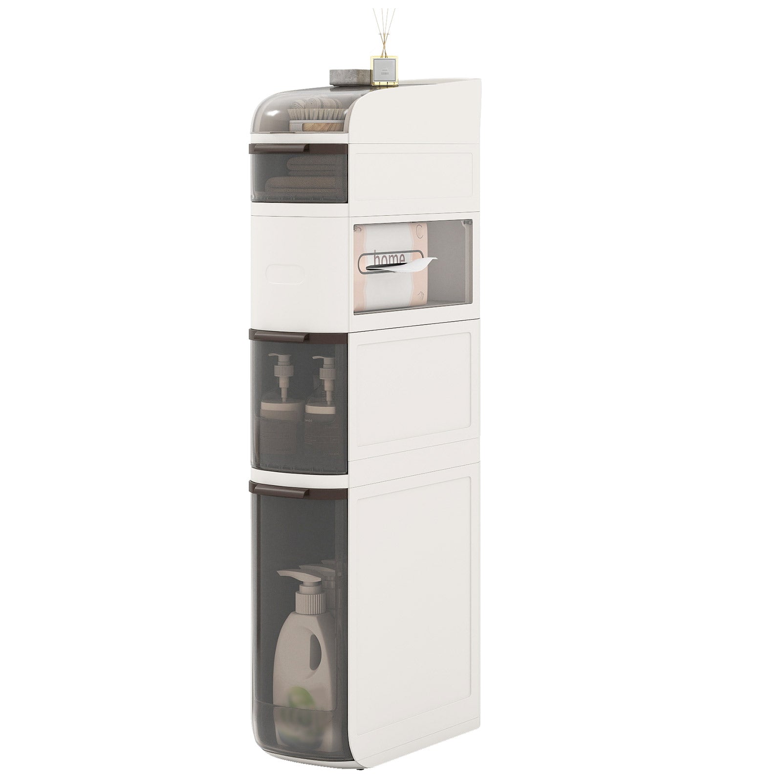5-Tier Narrow Bathroom Storage Cabinet With Drawers And Tissue Box Floor Cabinets at Gallery Canada