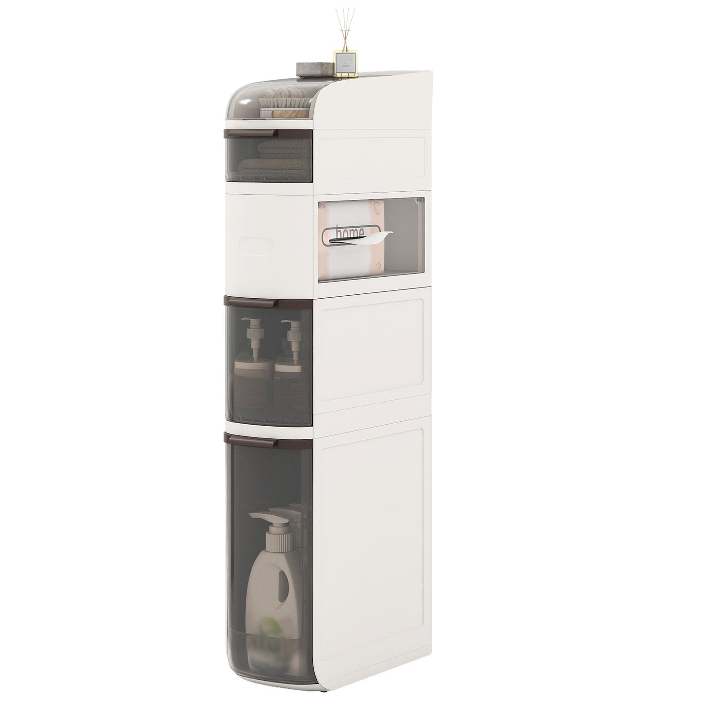 5-Tier Narrow Bathroom Storage Cabinet With Drawers And Tissue Box Floor Cabinets at Gallery Canada