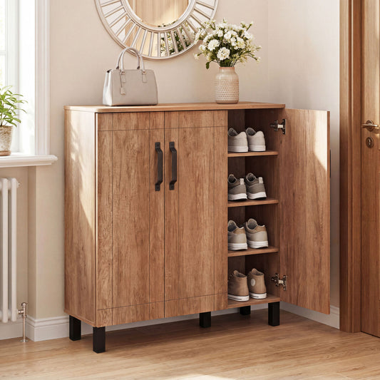 5-Tier Wooden Shoe Storage Cabinet, Oak Shoe Racks & Storage Benches Oak at Gallery Canada