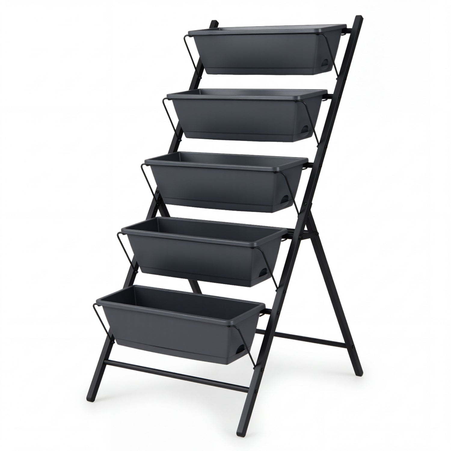 5-Tier Vertical Garden Bed With Drainage, Removable Trays, Black Raised Garden Beds at Gallery Canada