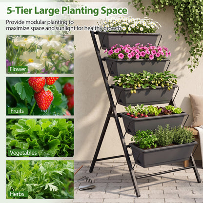 5-Tier Vertical Garden Bed With Drainage, Removable Trays, Black Raised Garden Beds at Gallery Canada