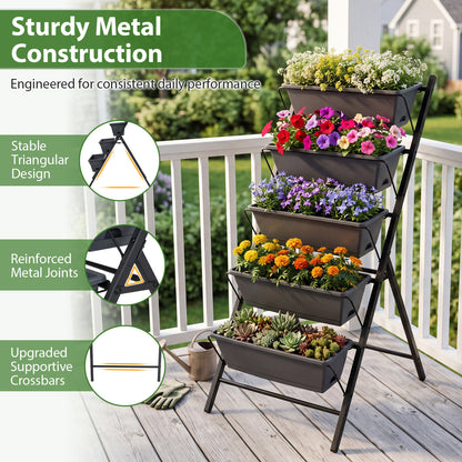 5-Tier Vertical Garden Bed With Drainage, Removable Trays, Black Raised Garden Beds at Gallery Canada