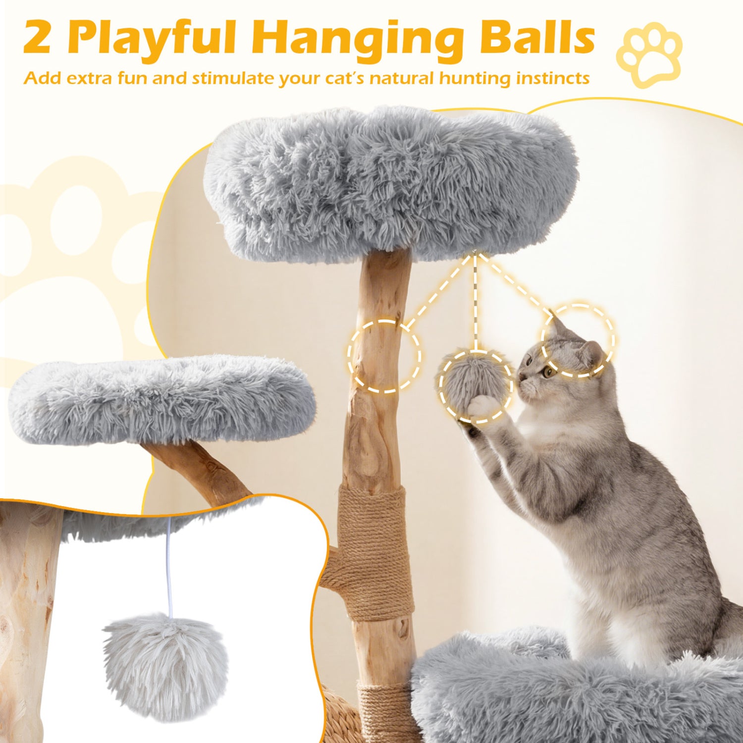 5-Tier Wooden Cat Tree, Gray Cat Trees Condos & Scratchers at Gallery Canada