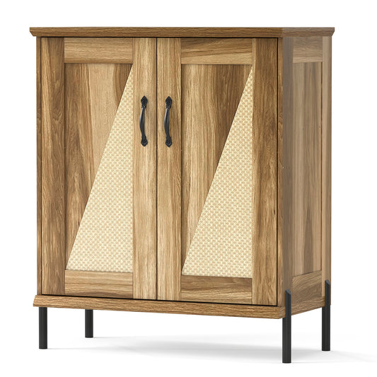 5-Tier Wooden Shoe Cabinet, Woven Rattan Doors, Natural Shoe Racks & Storage Benches Natural at Gallery Canada