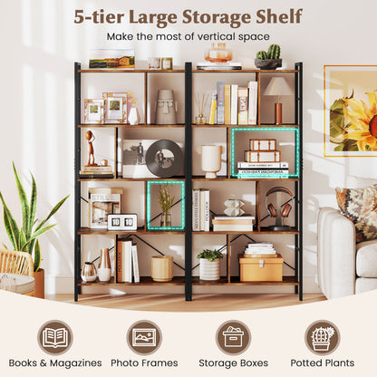 5-tier Bookcase 61 Inch Tall Industrial Bookshelf with Metal Frame Bookcases at Gallery Canada