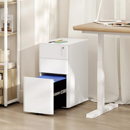 3 Drawer Filing Cabinet, Lockable Steel Office Storage, White Office Cabinets & Cupboards at Gallery Canada