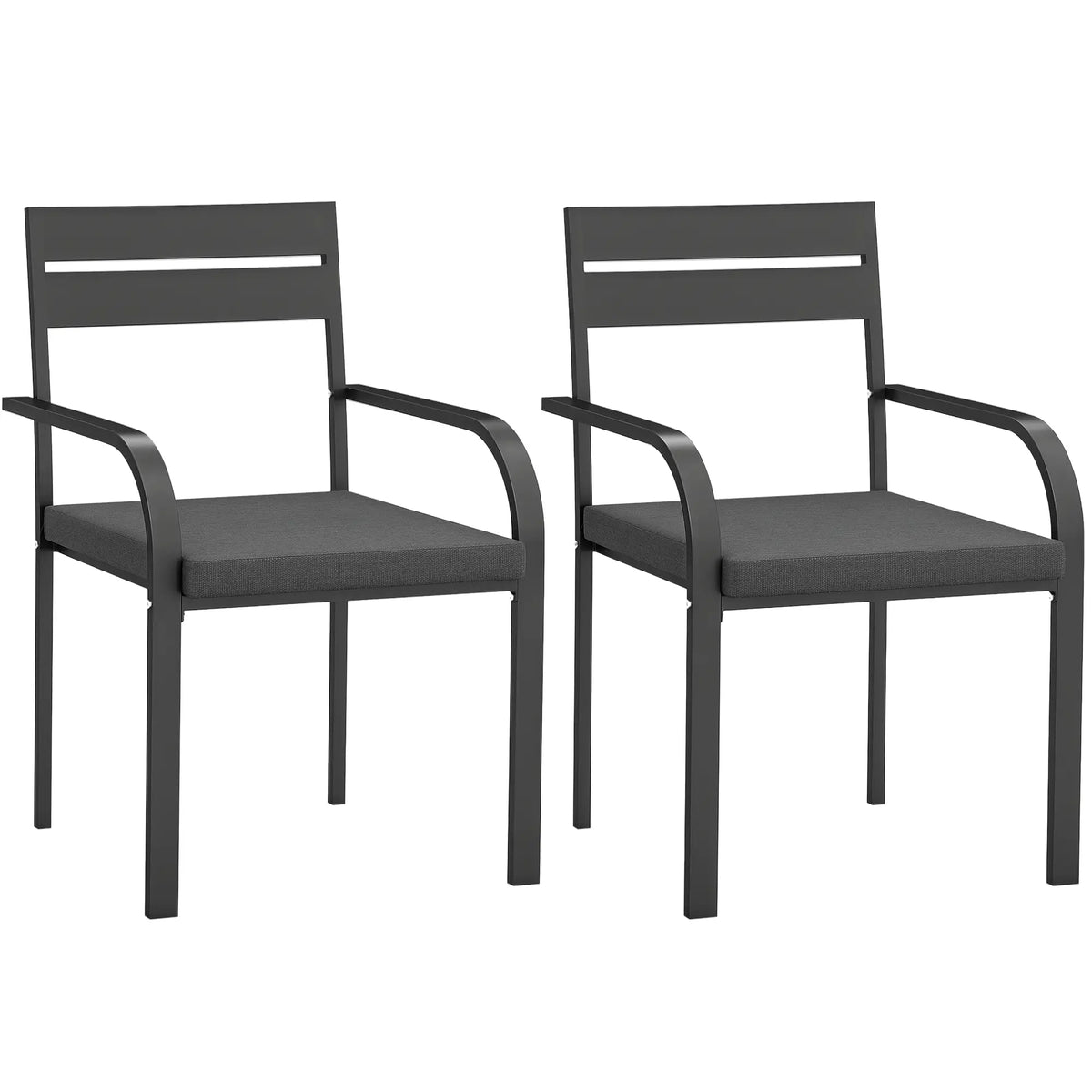 2 Outdoor Dining Chairs, Aluminum Frame, Soft Cushion, Grey Bistro Sets at Gallery Canada