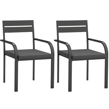 2 Outdoor Dining Chairs, Aluminum Frame, Soft Cushion, Grey Bistro Sets at Gallery Canada