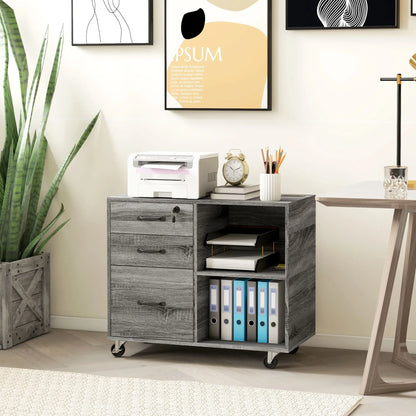 Mobile Printer Stand, Charging Station, USB Ports, Locking Cabinet, A4 Letter Size, Grey Office Cabinets & Cupboards at Gallery Canada