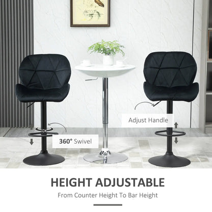 Adjustable Height Fabric Bar Stool Set of 2, Swivel Seat, Black Bar Stools at Gallery Canada