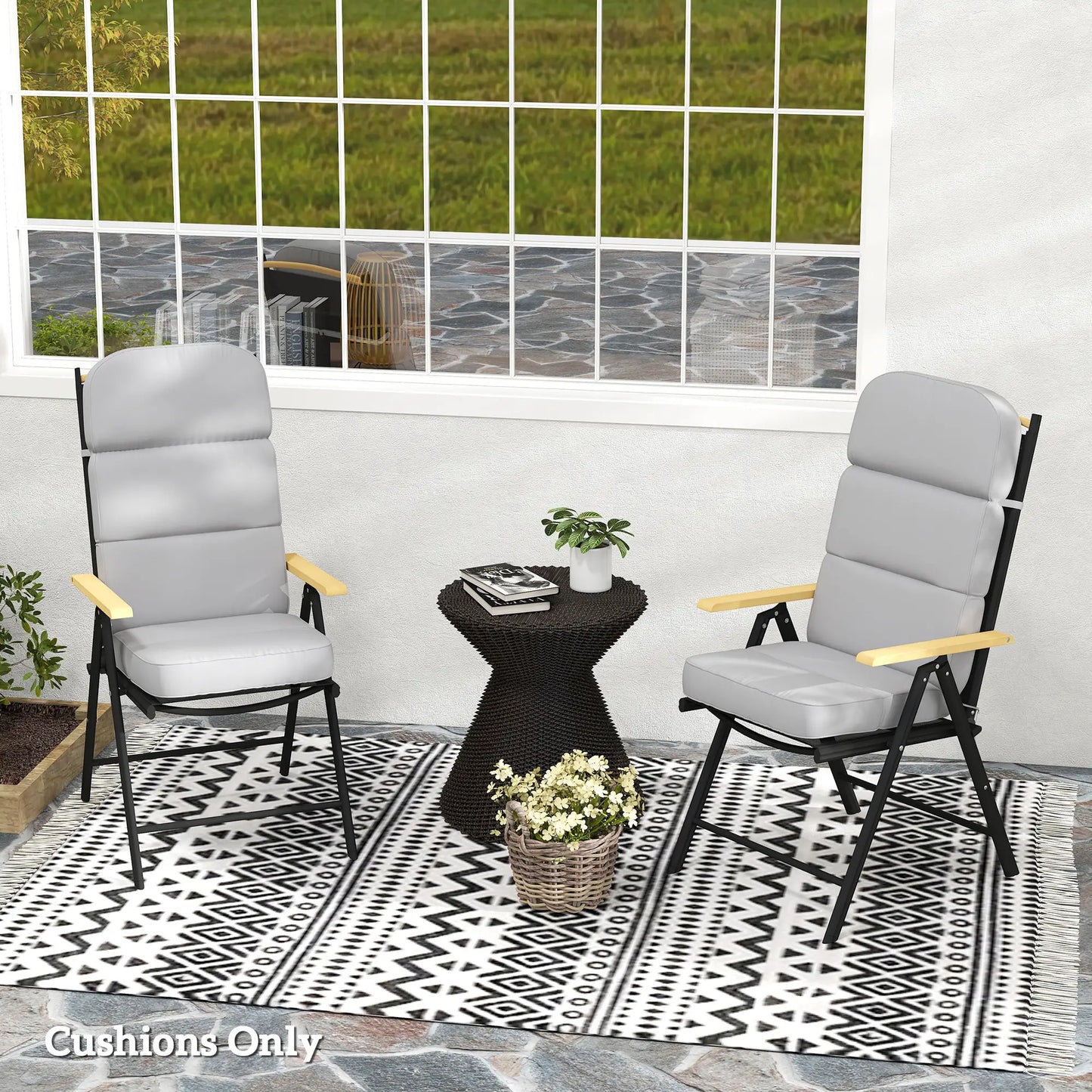 Outdoor Seat Cushion with Back, UPF 20+, Non-Slip, Light Grey Patio Chair Cushions at Gallery Canada