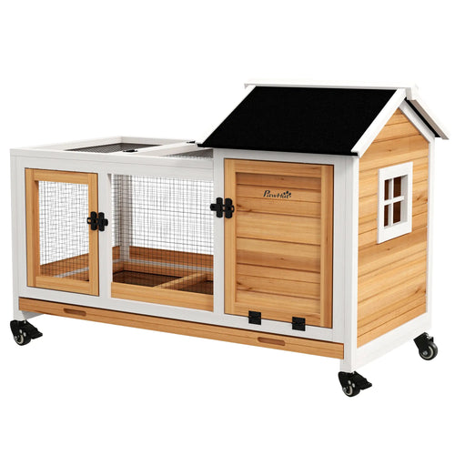 Rabbit Cage With Wheels, Ramp, Run, Tray, Indoor Outdoor, Yellow