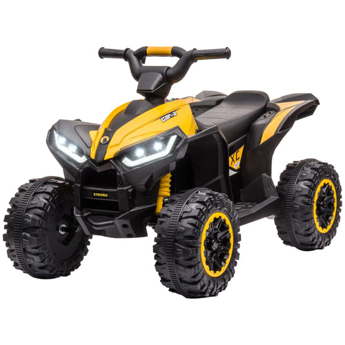 Kids 4 Wheeler Quad with Music, Headlights, High Low Speed, ATV for 3-5 Years, Yellow