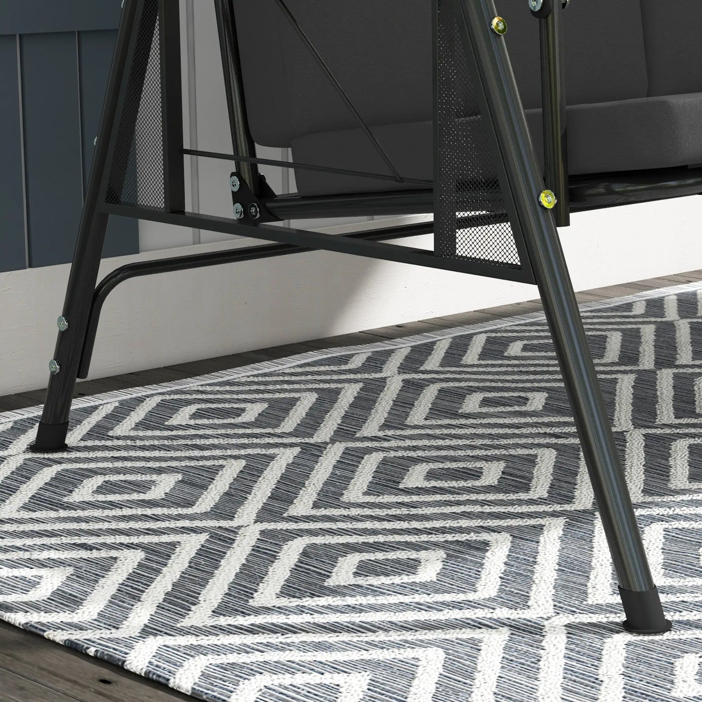 3-Seat Outdoor Swing With Adjustable Canopy, Side Tray, Removable Cushion, Grey Patio Swings with Stand at Gallery Canada