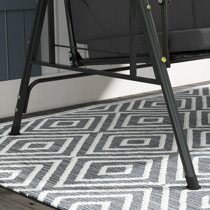 3-Seat Outdoor Swing With Adjustable Canopy, Side Tray, Removable Cushion, Grey Patio Swings with Stand at Gallery Canada