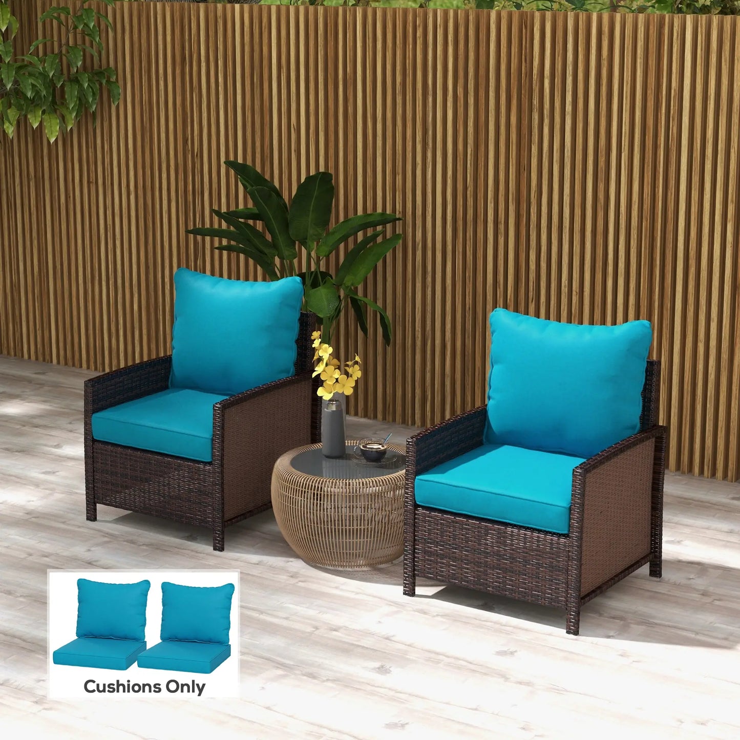 4-Piece Seat Cushion Pillows, Patio Chair Cushions Set, Turquoise Patio Chair Cushions at Gallery Canada