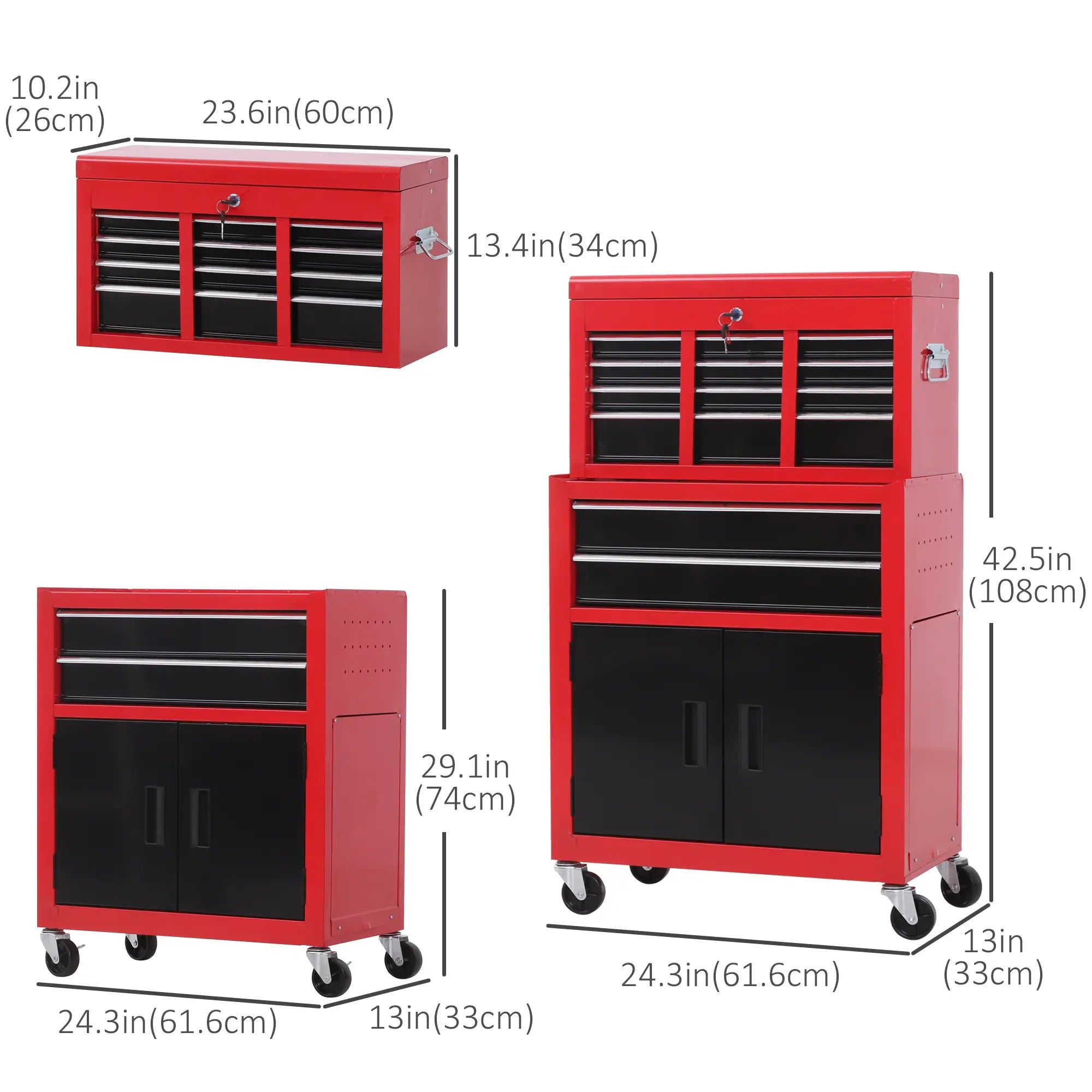 Rolling Tool Chest, 6-Drawer Storage Cabinet, Detachable Organizer, Lockable Toolbox Tool Organizers at Gallery Canada