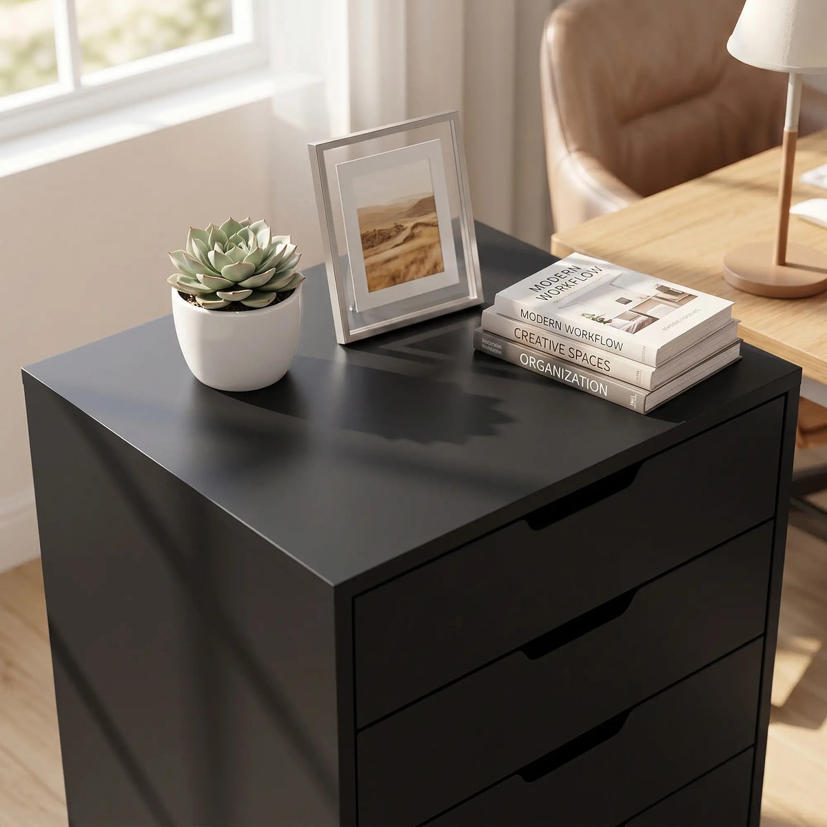 Mobile File Cabinet On Wheels, 5 Drawer Printer Stand, Black Office Cabinets & Cupboards at Gallery Canada