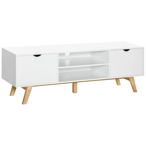 Modern Wooden TV Stand, 2 Storage Cabinets, Fits 65