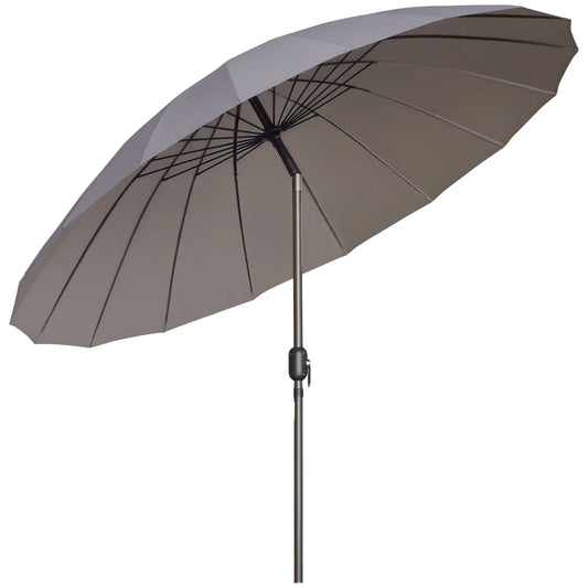 8ft Garden Parasol, Crank & Tilt, Adjustable Sun Shade, Dark Grey Patio Umbrellas Dark Grey at Gallery Canada