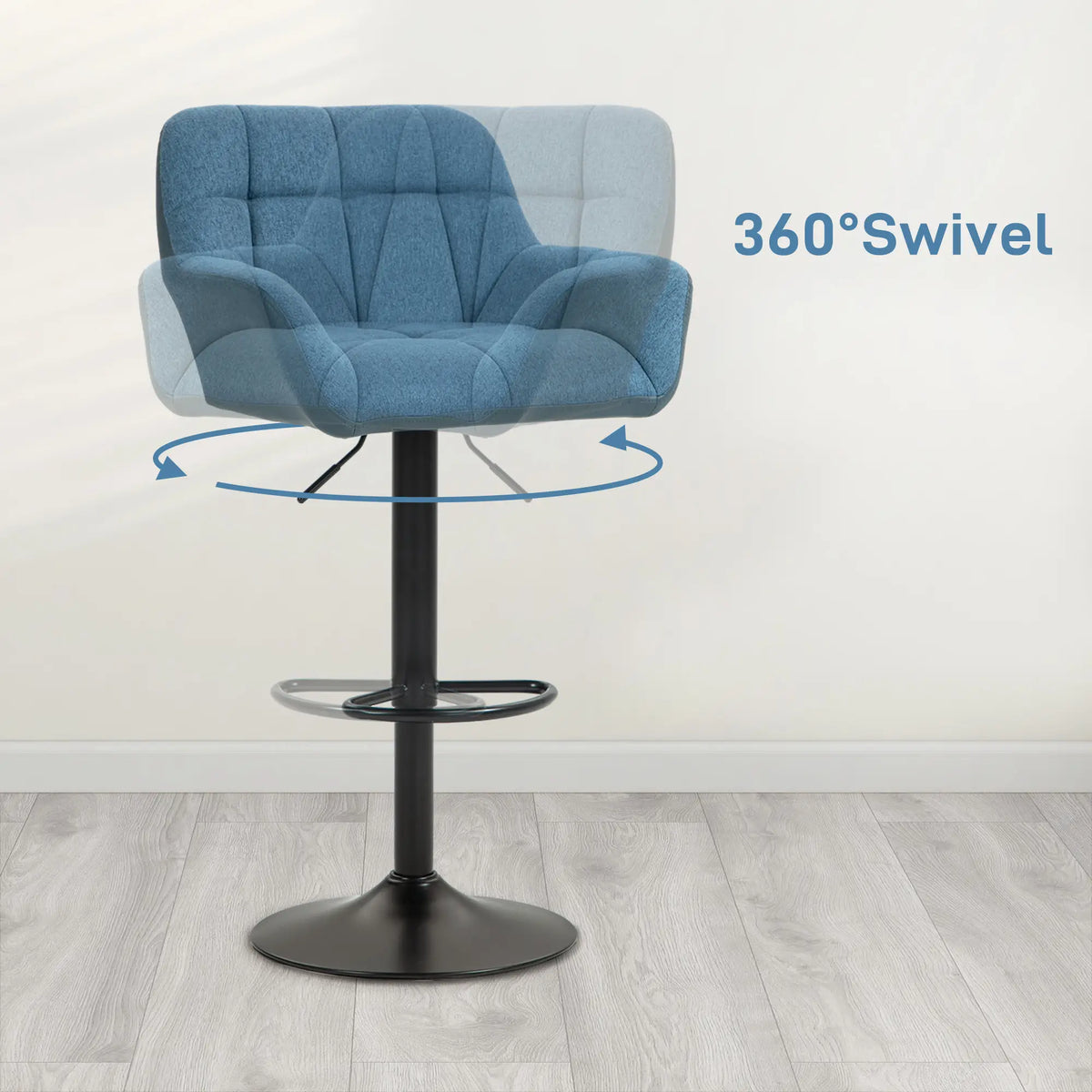 Swivel Barstools Set of 2, Adjustable with Footrest, Dark Blue Bar Stools at Gallery Canada