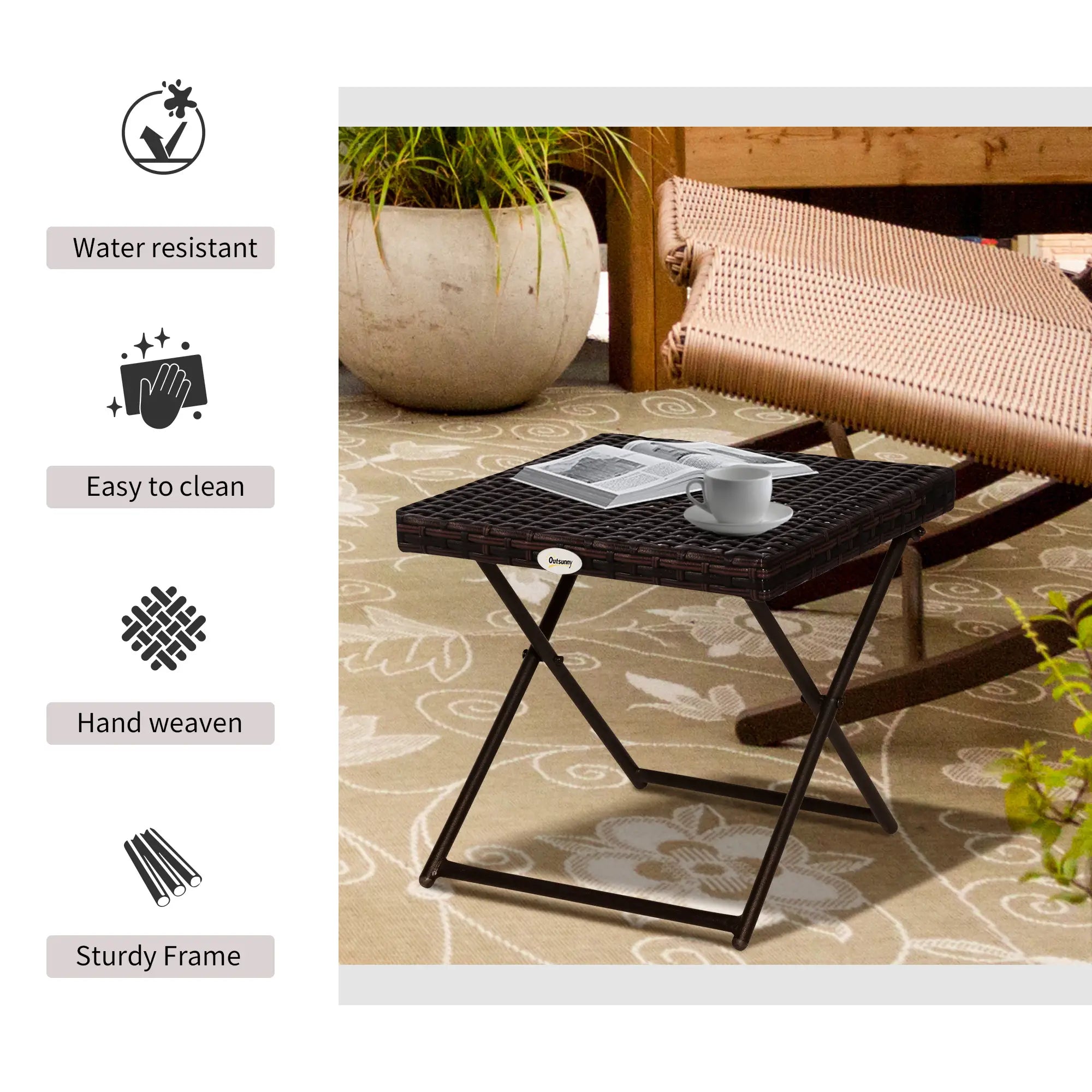 Outdoor PE Rattan Coffee Table, 15.75