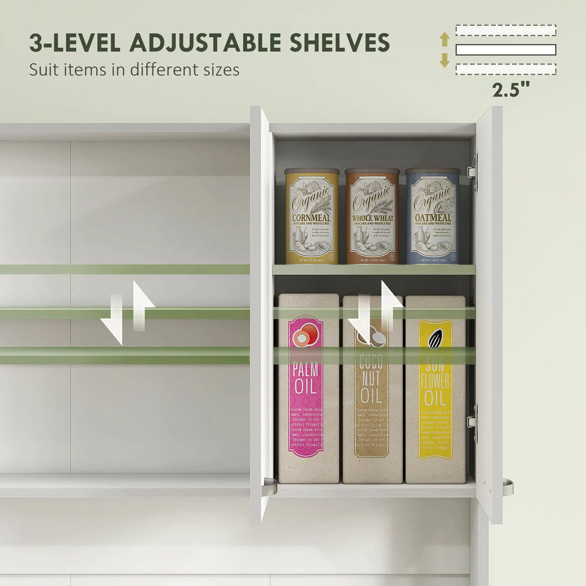 71" Modern Buffet Hutch, 3-Drawer, White Kitchen Pantry Cabinets at Gallery Canada