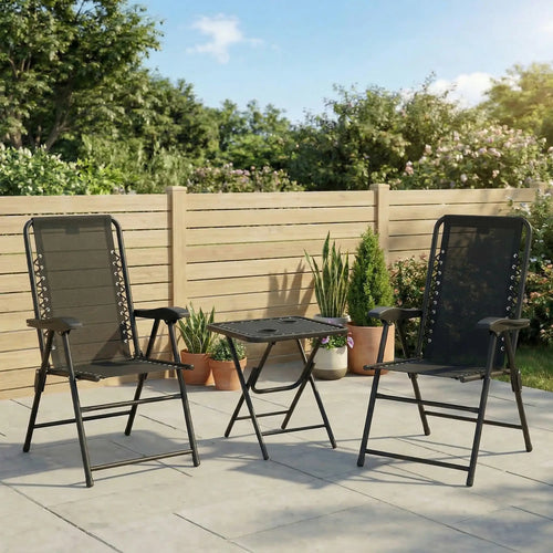 3-Piece Patio Bistro Set, Outdoor Folding Table & Chairs