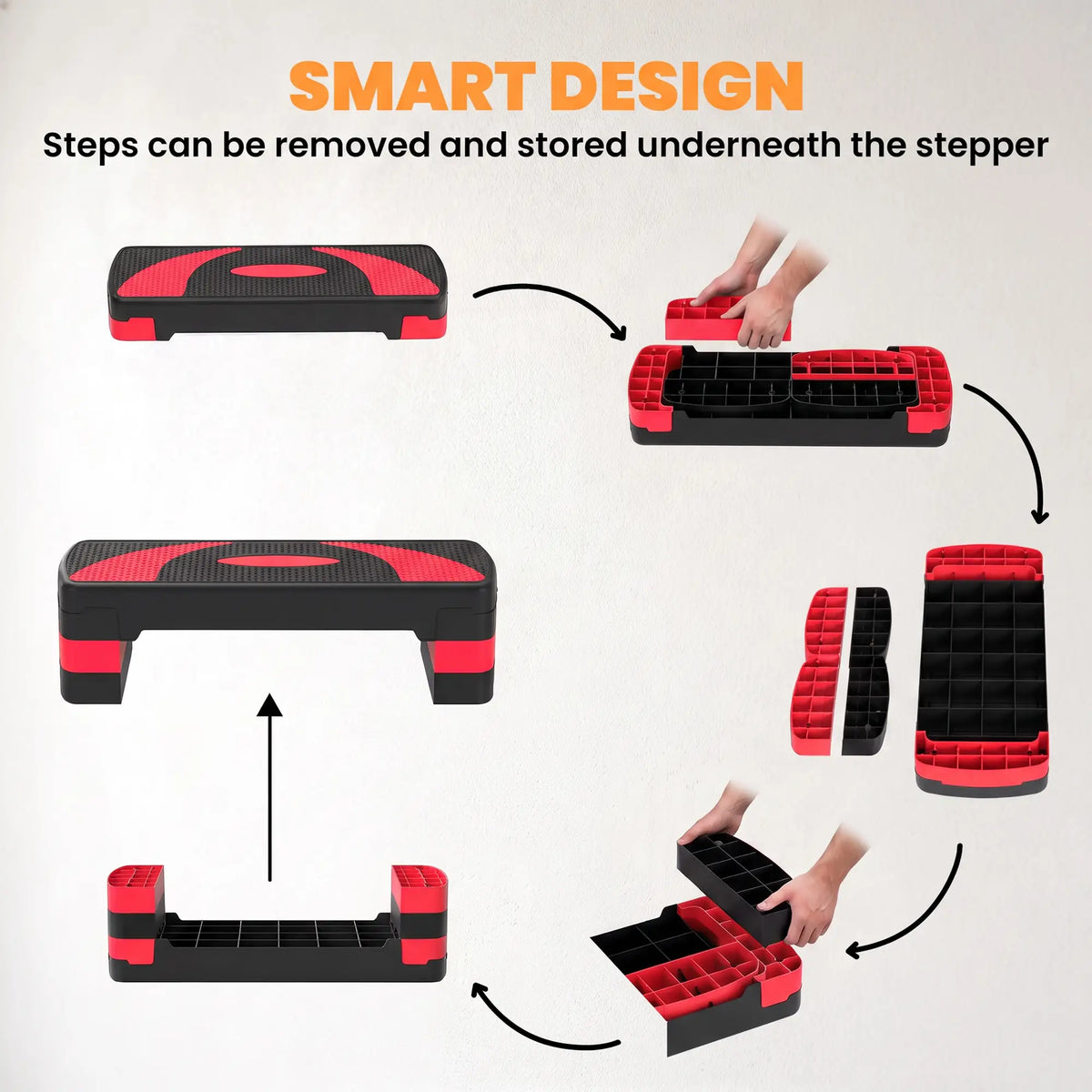 Adjustable Aerobic Stepper, Exercise Step Platform, 4"-6"-8", Red Aerobic Equipment at Gallery Canada