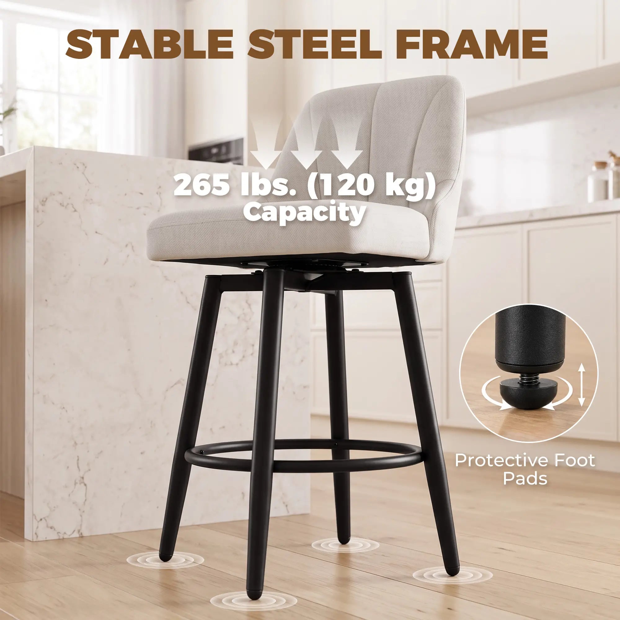Swivel Bar Stools Set of 2, Cream White Bar Stools at Gallery Canada