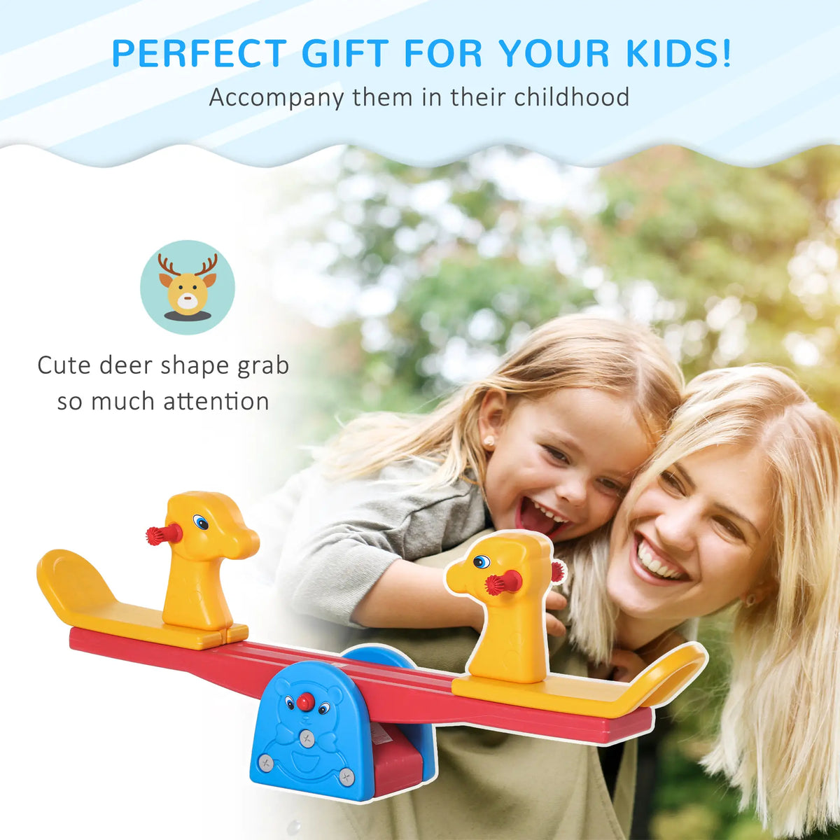 Kids Seesaw, 2 Seats with Easy-Grip Handles, Indoor Outdoor, 12-48 Months, Multicolor Gym Sets & Swings at Gallery Canada